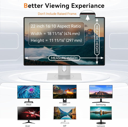 Mamol 22 Inch Computer Privacy Screen Filter for 16:10 Aspect Ratio Widescreen Monitor - Removable Anti Glare Blue Light Filter, Anti-Scratch Privacy Protector Film, Computer Screen Shield 22in