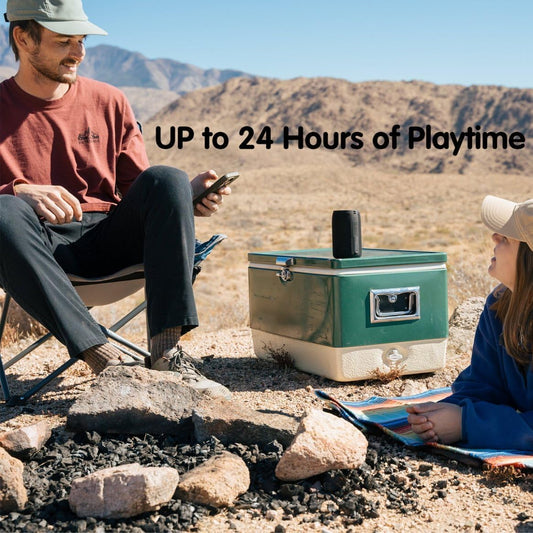 Bluetooth Speaker,MusiBaby M68 Small Portable Speaker:Speaker with BT5.3,Waterproof,Wireless,Bass,HD Sound,24H Playtime for Outdoor,Beach,Party,Stocking Stuffers,White Elephant Gifts(Blk)