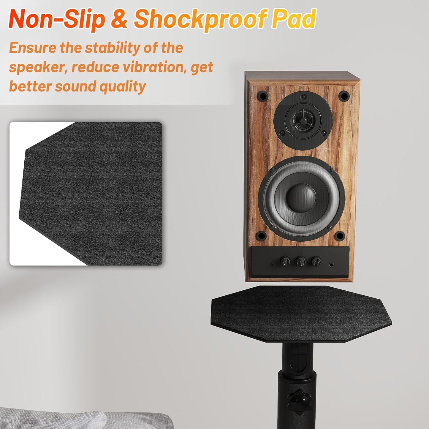Universal Floor Speaker Stands Pair,Surround Sound Bookshelf Speaker Stands Support Up to 22 lbs for Home Theater Studio, 32.6" to 43" Height Adjustable
