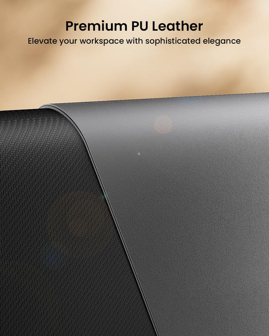 ProtoArc Leather Desk Mat, Large Mouse Pad- 31.5×15.8 inch, Non-Slip PU Leather Desk Pad Protector, Premium Desktop Mat for Computer, Keyboard and Mouse, Gray