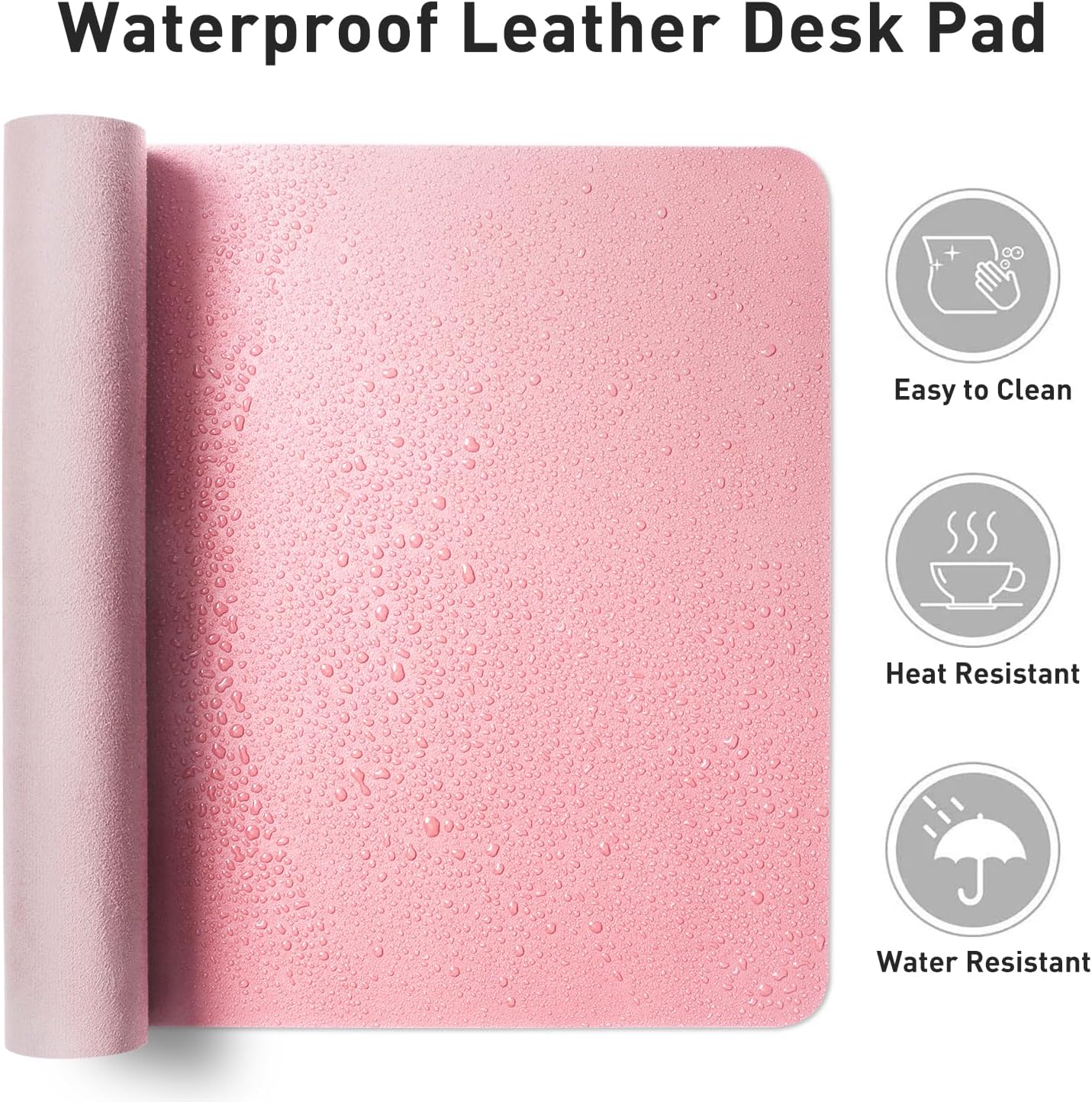 Aothia Leather Desk Pad Protector, Mouse Pad, Office Desk Mat, Non-Slip PU Leather Desk Blotter, Laptop Desk Pad, Waterproof Desk Writing Pad for Office and Home (36" x 17", Fairy Pink)