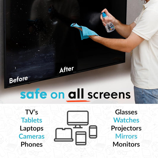 Pixel Perfect | 10oz | Screen Cleaner Kit, for TV, Laptops, Computers, Monitors, Phones, Tablets | 300ml Cleaning Kit, Premium Natural Spray