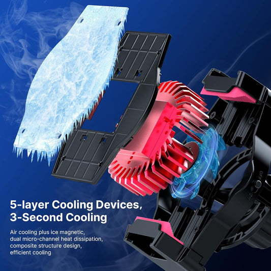 ULANZI SK-06 Cell Phone Stand with Phone Cooler, Desktop Phone Live Streaming Solution with Phone Cooling Fan, Height Adjustable Phone Cooler Stand Compatible with All Mobile Phones, iPhone & Android