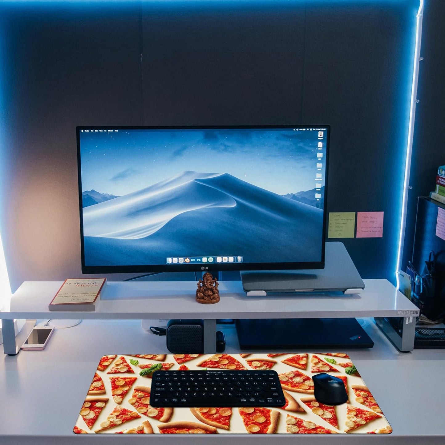 Desk Mat, Realistic Pizza Slices Desk Pad, Pizza Food Large Gaming Mouse Pad for Desk, 31.5"x15.7" Extended Big Computer Keyboard Mouse Pad with Non-Slip Base and Stitched Edge