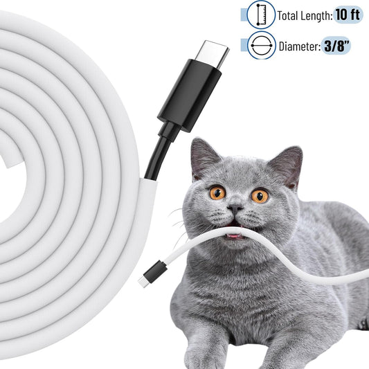 Cord Protectors from Pets No Chew, 3/8 inch 10ft Wire Protector Cord Covers for Pets, Flexible Cable Sleeve Cord Management for TV/Computer/Electric Wires/Phone Charging Cables, White