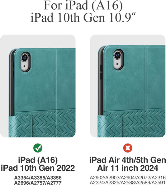 auaua Case for iPad (A16) 11th Generation 11 Inch 2025, iPad 10th Generation 10.9 Inch 2022, with Pencil Holder, Auto Sleep/Wake, Adjustable Stand, PU Leather (Green)