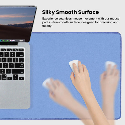 ALOANES Waterproof Mouse Pad, XXXL Gaming Keyboard Pad with Anti-Slip Base, Grain Jacquard Surface, Extend Desk pad for Gamer, Office & Home, Blue Mousepad 35.4''x 15.7''x 0.12''