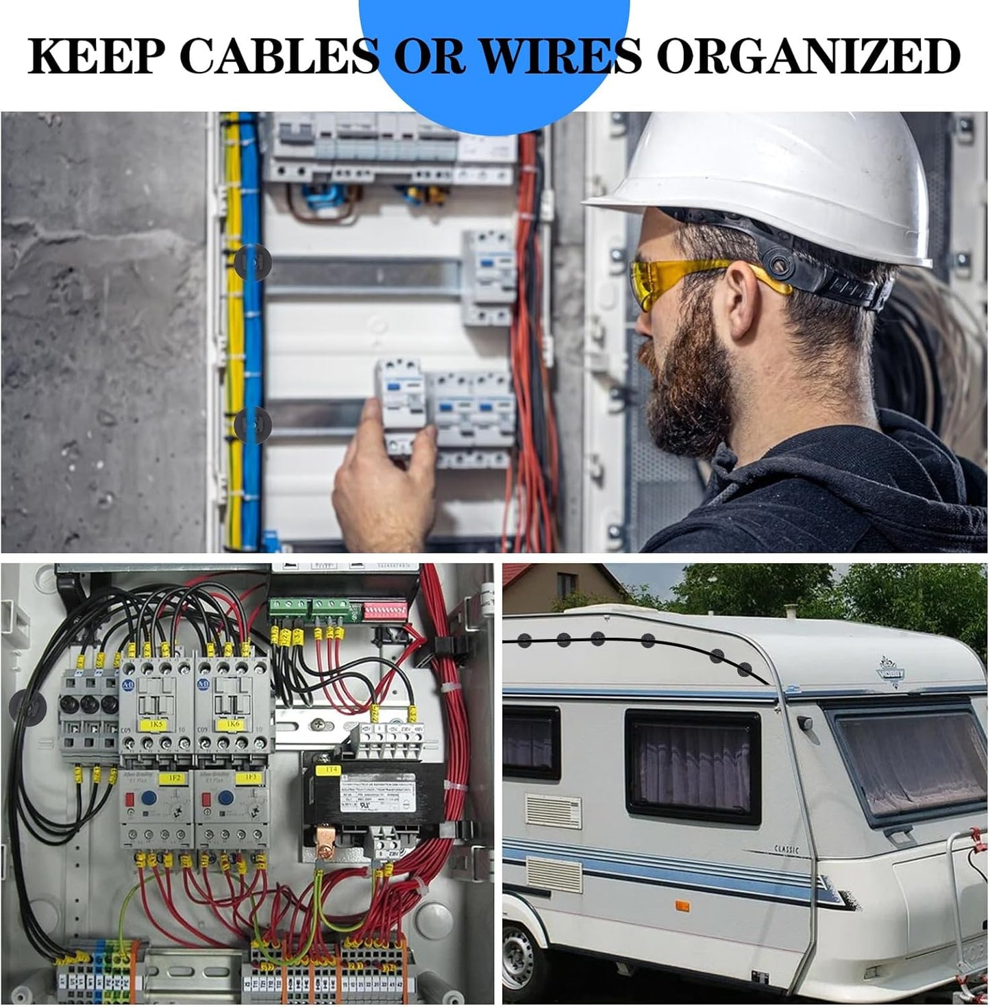 15 Pcs Magnetic Cable Clips Zip Tie Mount Base Black Magnetic Wire Holder Multipurpose Cable Ties Mount Wire Clips Management Base Electrical Cable Ties Supplies for Cable Wire