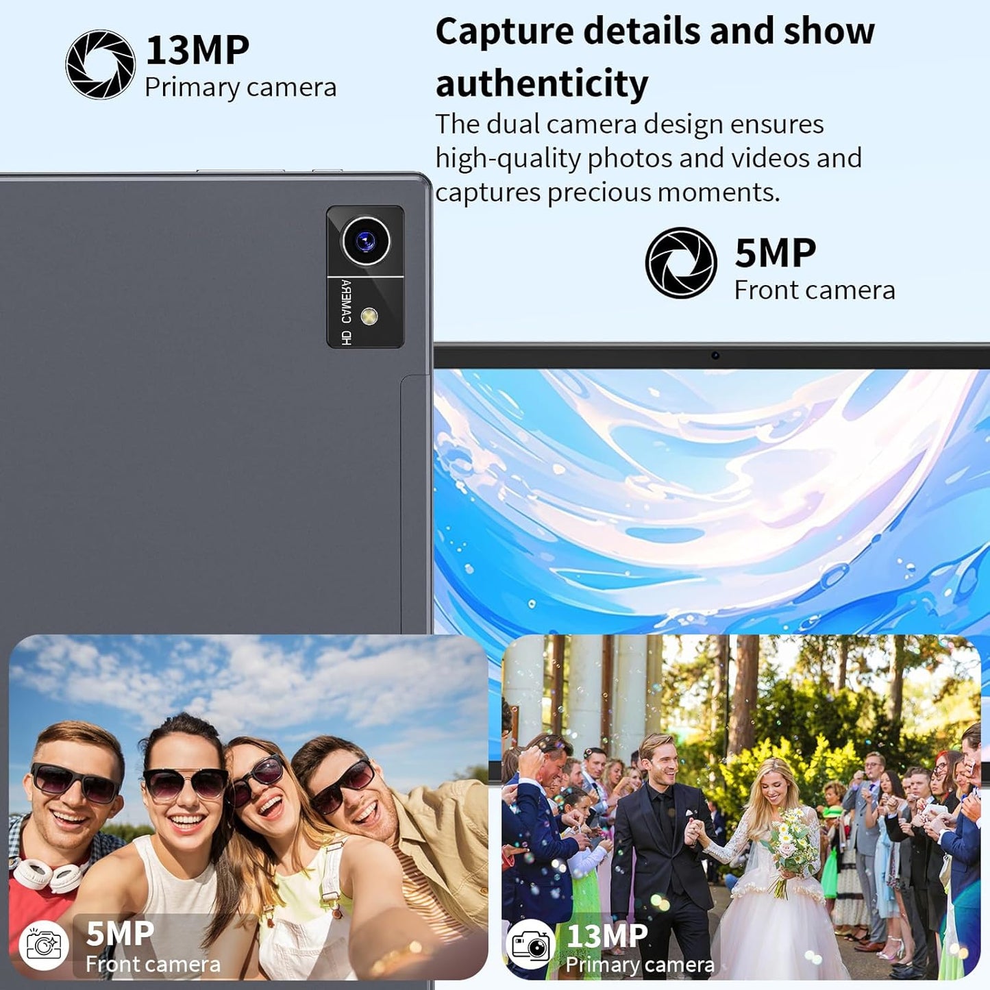 Android 15 Tablet with Keyboard, 16GB(8+8)RAM+256 Storage(Expand to 2TB), 8000mAh Battery, Widevine L1,10 Inch 2-in-1 Tablets with 5G/2.4G WiFi, BT5.0, GMS Certified, with Mouse, Case, Stylus(Black)