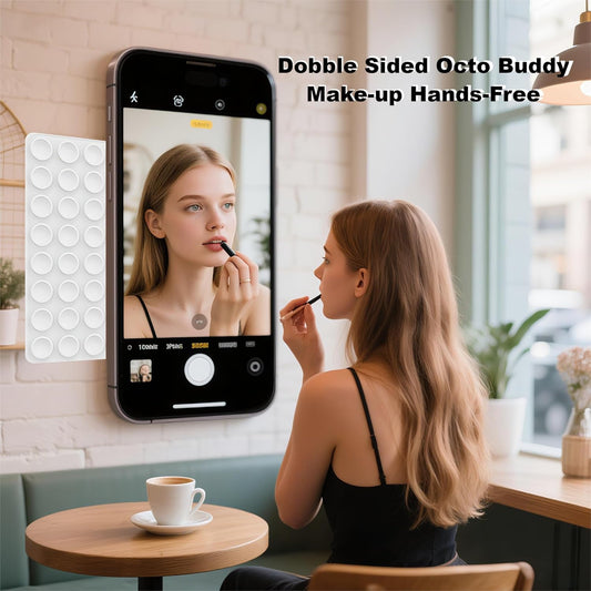 Double Sided Octo Buddy Suction Cup Phone Mount - Silicone Sticky Phone Grip with Higher Suction Power for Effortless Hands-Free Selfies & Videos, Octo Buddies Suction Phone case Suction Grip (White)