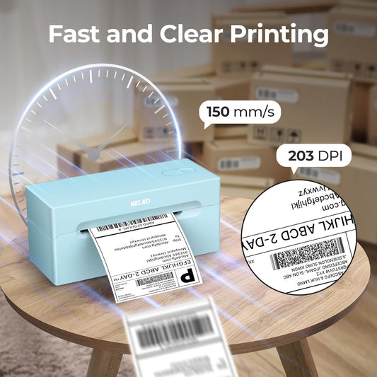 Nelko Bluetooth Thermal Shipping Label Printer, 4x6 Shipping Label Printer for Shipping Packages, Support Android, iPhone and Windows, Widely Used for Amazon, Ebay, Shopify (Blue)