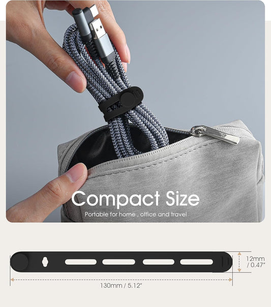 20Pcs Nearockle Silicone Cable Ties, 5.12 Inch Adjustable Cord Organizer Reusable Zip Ties for Charging Cords Earphone Computer Wire, Office Desk Cable Management Travel Accessories(Black)