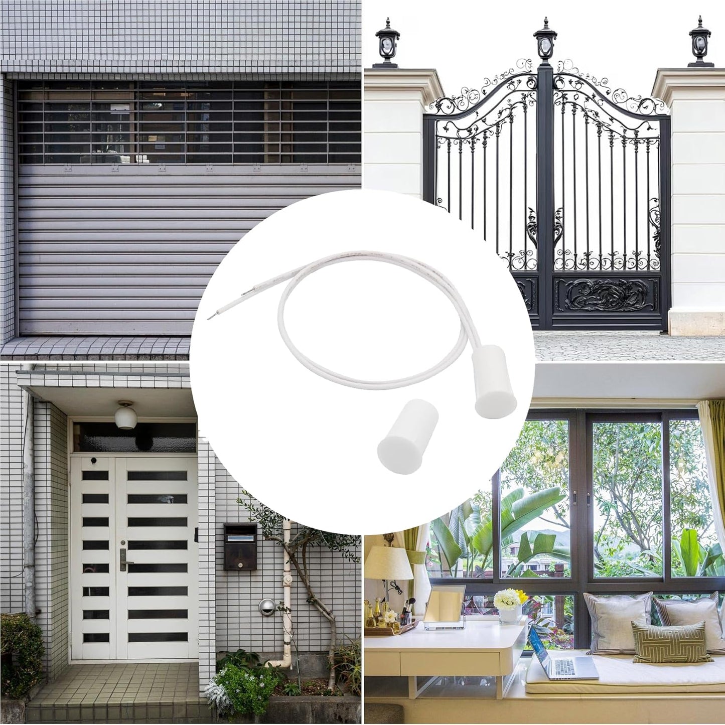 10PCS Recessed Wired Security Window Door Contact Sensor, Normally Closed NC, Door Alarm Magnetic Reed Switch with 2 Wire, ABS White, RC-33