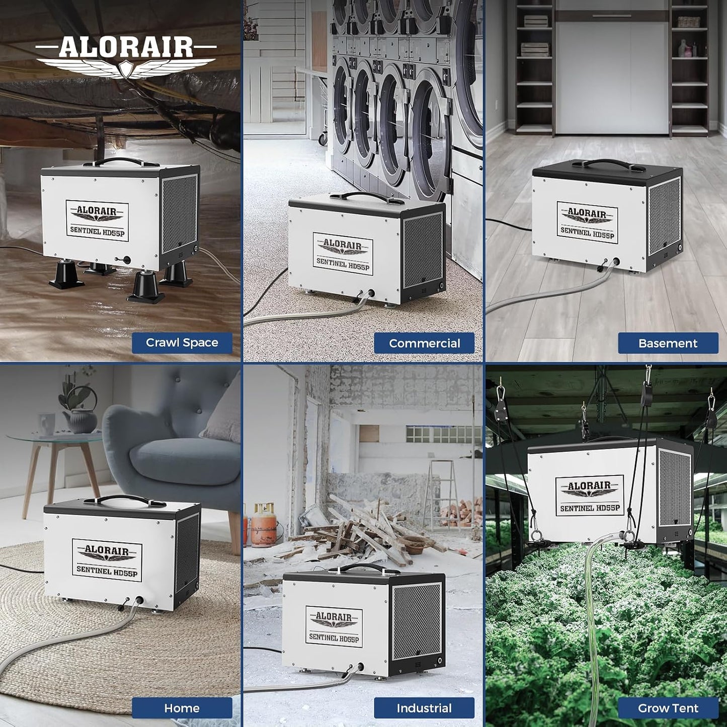 ALORAIR Crawl Space Dehumidifier, 120 PPD Crawlspace Dehumidifiers with Drain Hose and Pump for Basement, Portable Compact Auto Defrost Under House Industry Commercial Dehumidifier