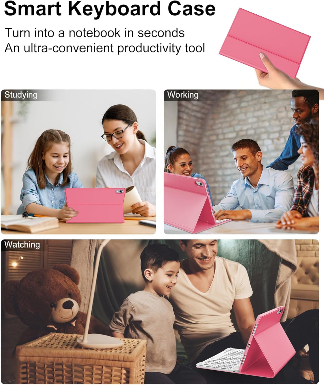 Keyboard Case for iPad 10th Generation 2022 10.9-inch - Rechargeable Detachable Wireless Bluetooth Keyboard - Smart Folio Cover with Pencil Holder for 10.9 inch Apple iPad 10th Generation, Red