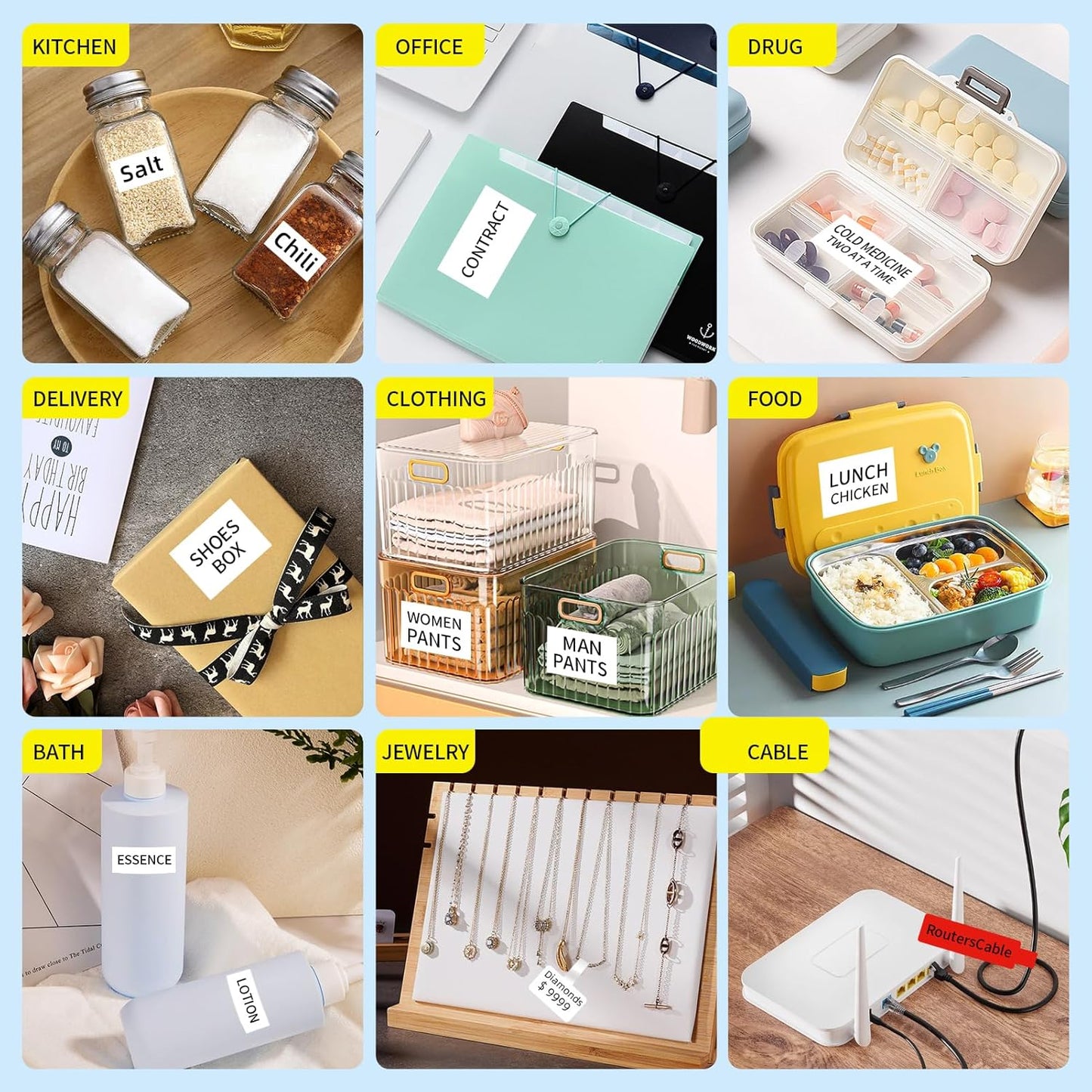 100 Pcs Cable Labels - Waterproof Wire Cord Label, Tear Resistant Wire Labels, Self Adhesive Cord Organizing Label, for Cable Management, Compatible with PUQU AQ20 Label Makers(White) 38x60mm