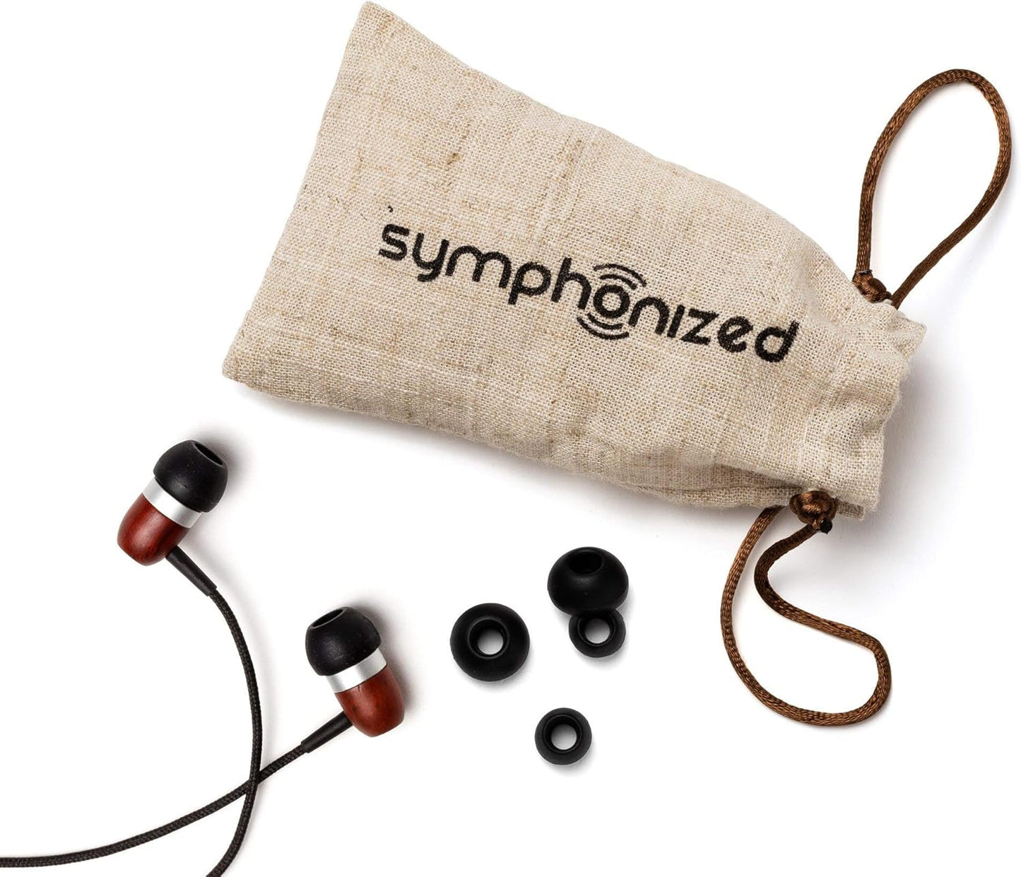 Symphonized Premium Wooden Earphones Wired (3.5mm Jack) Deep Bass Sound, 3D Sound, Microphone Volume Control, 90% Noise Cancelling for Type C Devices. Earphones for Android