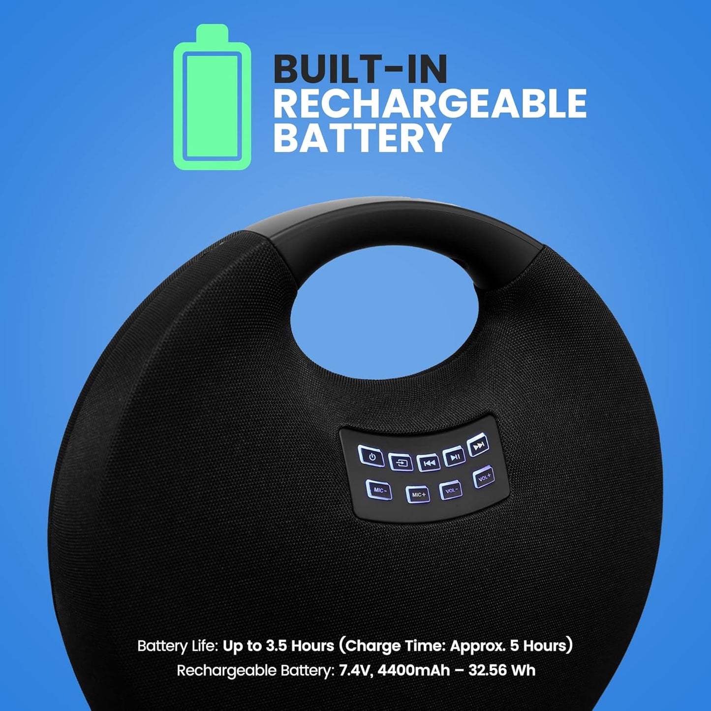 Pyle Mini IPX4 Waterproof Wireless Portable Bluetooth Speaker, with Built in Rechargeable Battery, Wireless Microphone, Clear Surround Sound, for Indoor and Outdoor Activities