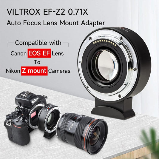 VILTROX EF-Z2 Auto Focus Lens Adapter 0.71x Reducer Speedbooster Lens Converter Compatible with Canon EF Mount Lens to Nikon Z Mount Mirrorless Cameras Z5 Z6 Z6II Z7 Z7II Z50 Zfc