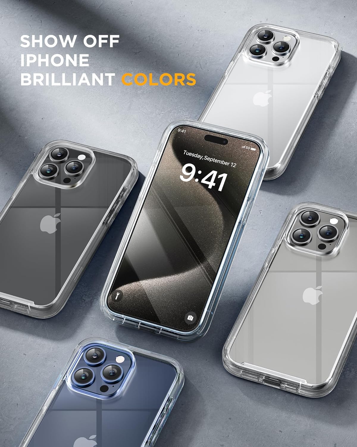 Miracase for iPhone 15 Pro Case, Full-Body Clear Bumper Phone case with Built-in Glass Screen Protector& Camera Protector, Military Drop Proof 15 Pro Case Cover 6.1 inch,Clear