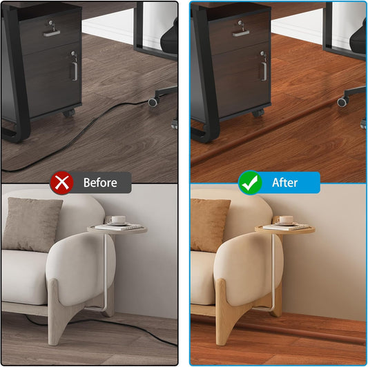 Floor Cord Cover 4ft, Cord Hider Floor Brown Walnut Wood, Cable Management Prevent Trips, Cable Cover Wire Covers for Electric Power Cords, Wire Protector Cavity W0.47in x H0.28in