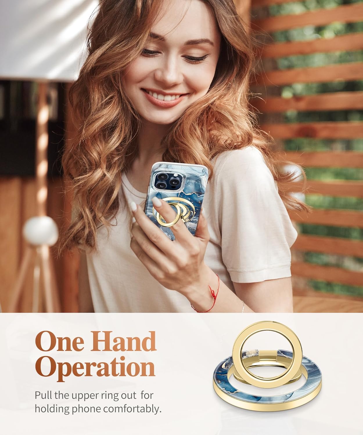 GVIEWIN Magnetic Phone Ring Holder, Compatible with MagSafe Phone Grip with Adjustable Stand, Magnet Phone Ring Kickstand for iPhone 16 Pro Max/Plus/15/14/13/12 Series/Other Phones (Polar Cloud)