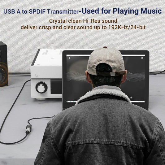 Cubilux USB A to TOSLINK Optical Audio Adapter, Unidirectional USB Type A to SPDIF Digital Converter, S/PDIF Transmitter for Computer Laptop PC PS5/4 ONLY, NOT for TV Or Other Devices