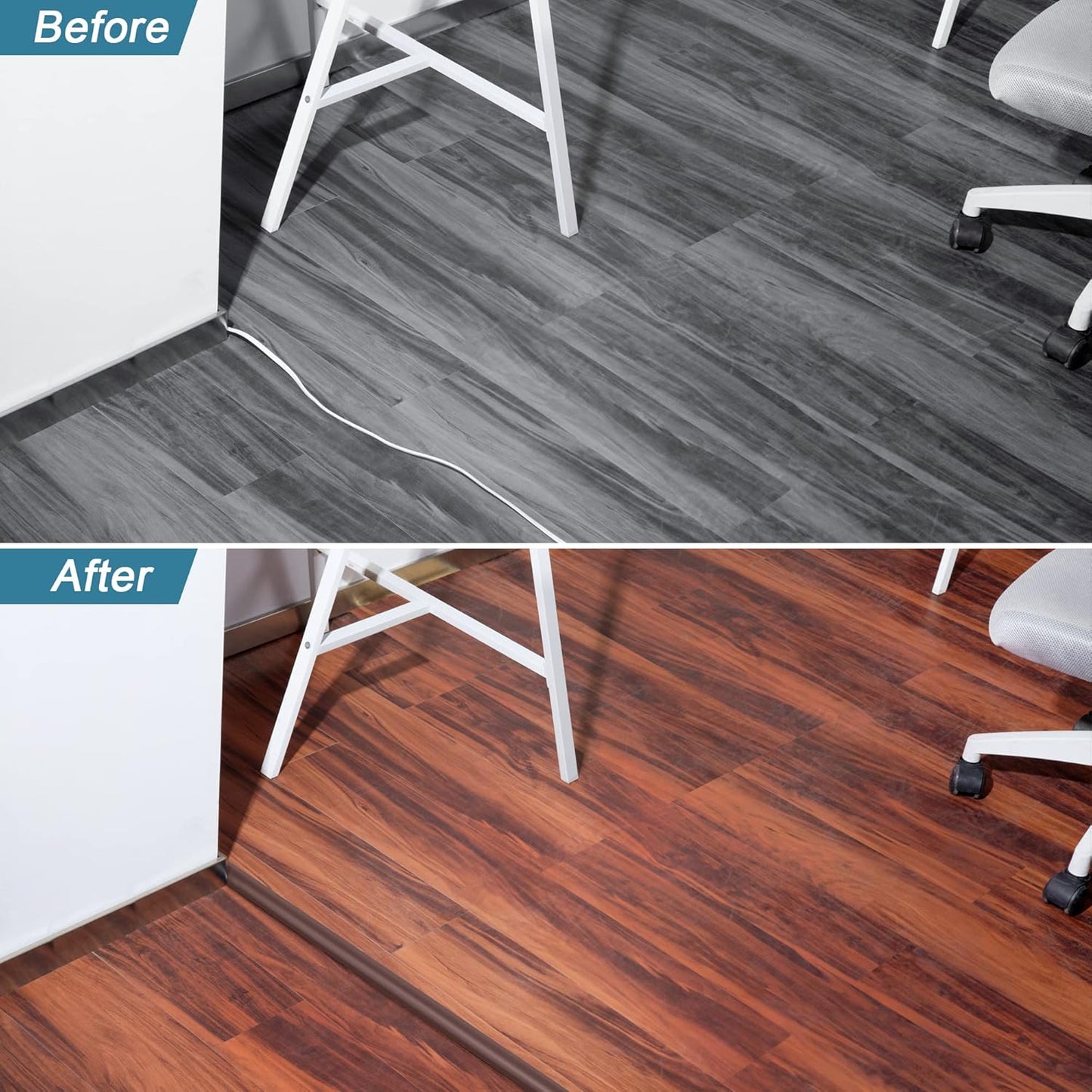 8.5ft Brown Cord Floor Cover, Low Profile Cord Cover Floor, LZEOY Floor Cord Covers for Wires, Soft Cord Protector Floor Prevent Cable Trips, Floor Wire Covers for Cords, Channel:0.6" (W) x 0.32"(H)