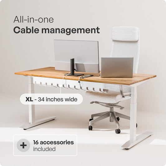 PAMO Cable Management Under Desk for Easy mounting Under-Table I Set of 2 - with 10X Cable Ties I Desk Organizer for Office/Home Office Table Thoughtful Cable Tray Holder