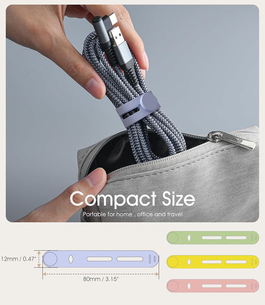 40Pcs Nearockle Reusable Cable Ties, Adjustable Silicone Cord Organizer Small Zip Ties for Charging Cords Earphone Computer Wire, Office Desk Cable Management Travel Accessories(4 Colors)