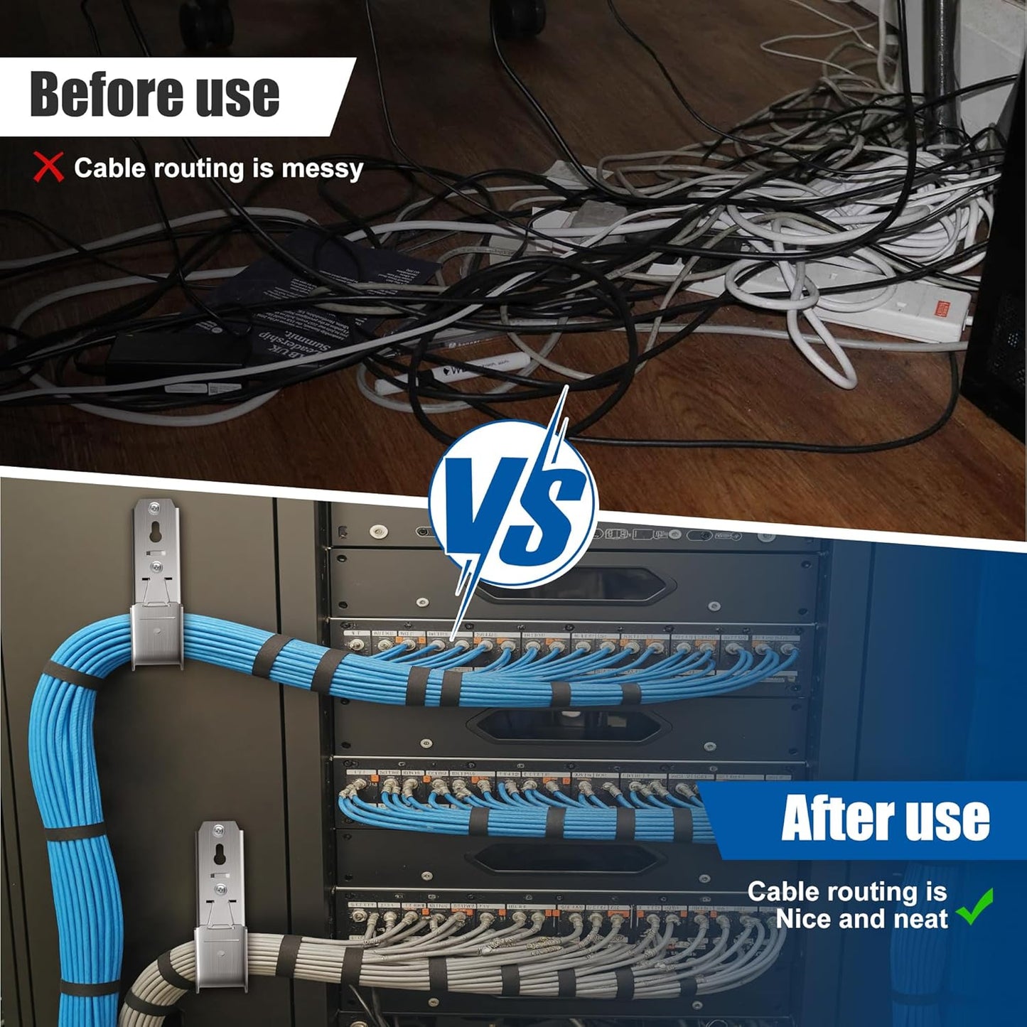 20 Pack J Cable Hook with Retainer Clip, 2-Inch Heavy Duty Wall Mount J-Hooks,J-Hook for Hanging Cable & Wire,Cable Hooks for Structured Cabling and Cable Management