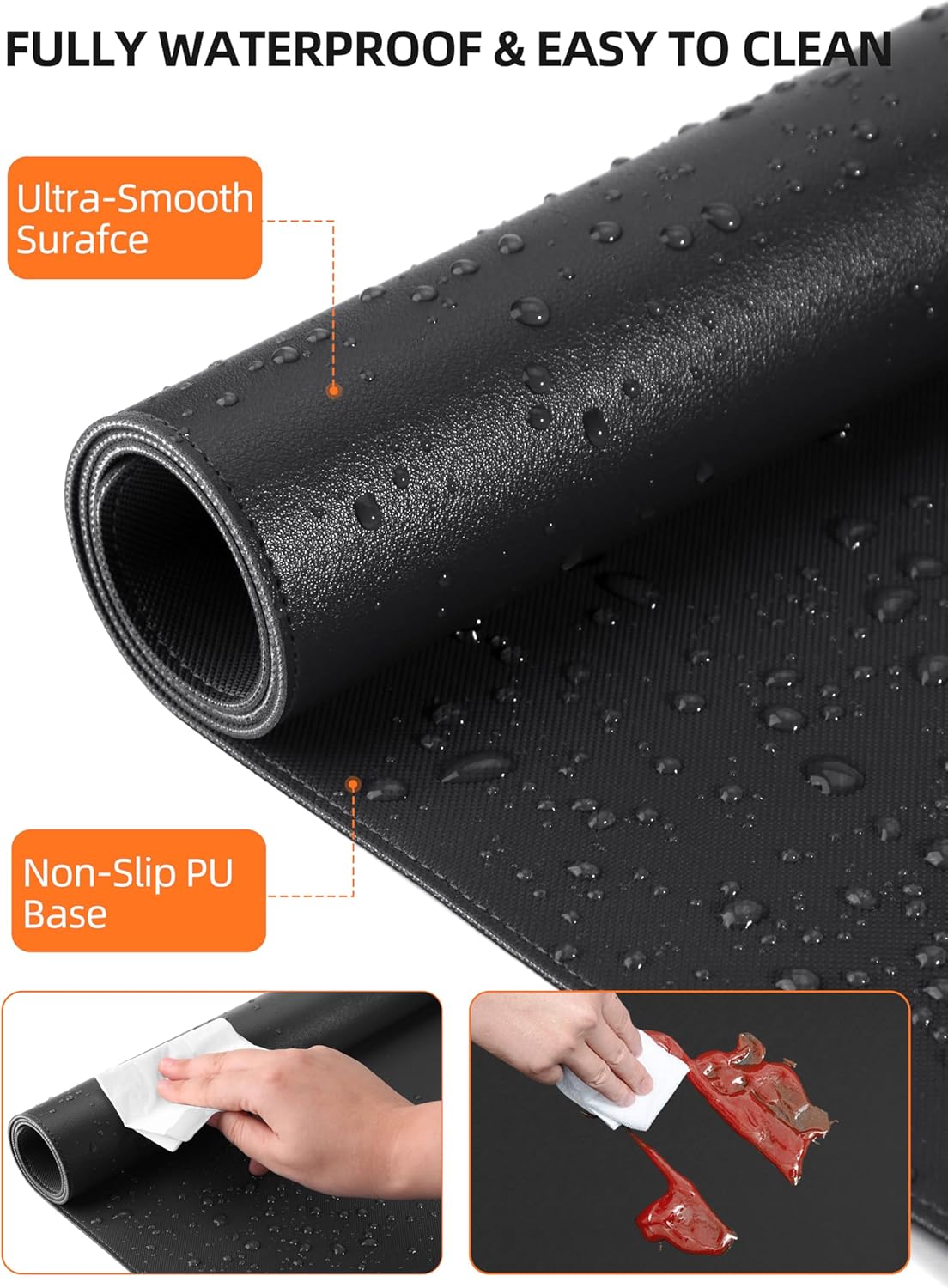 TopMade Mouse Pad with 15W Wireless Charging, XXL Large Leather Desk Mat, Waterproof Gaming Mousepad Home Office Desk Pad Protector, Computer Keyboard Pad, Mouse Mat for for MacBook, PC, Laptop, Black