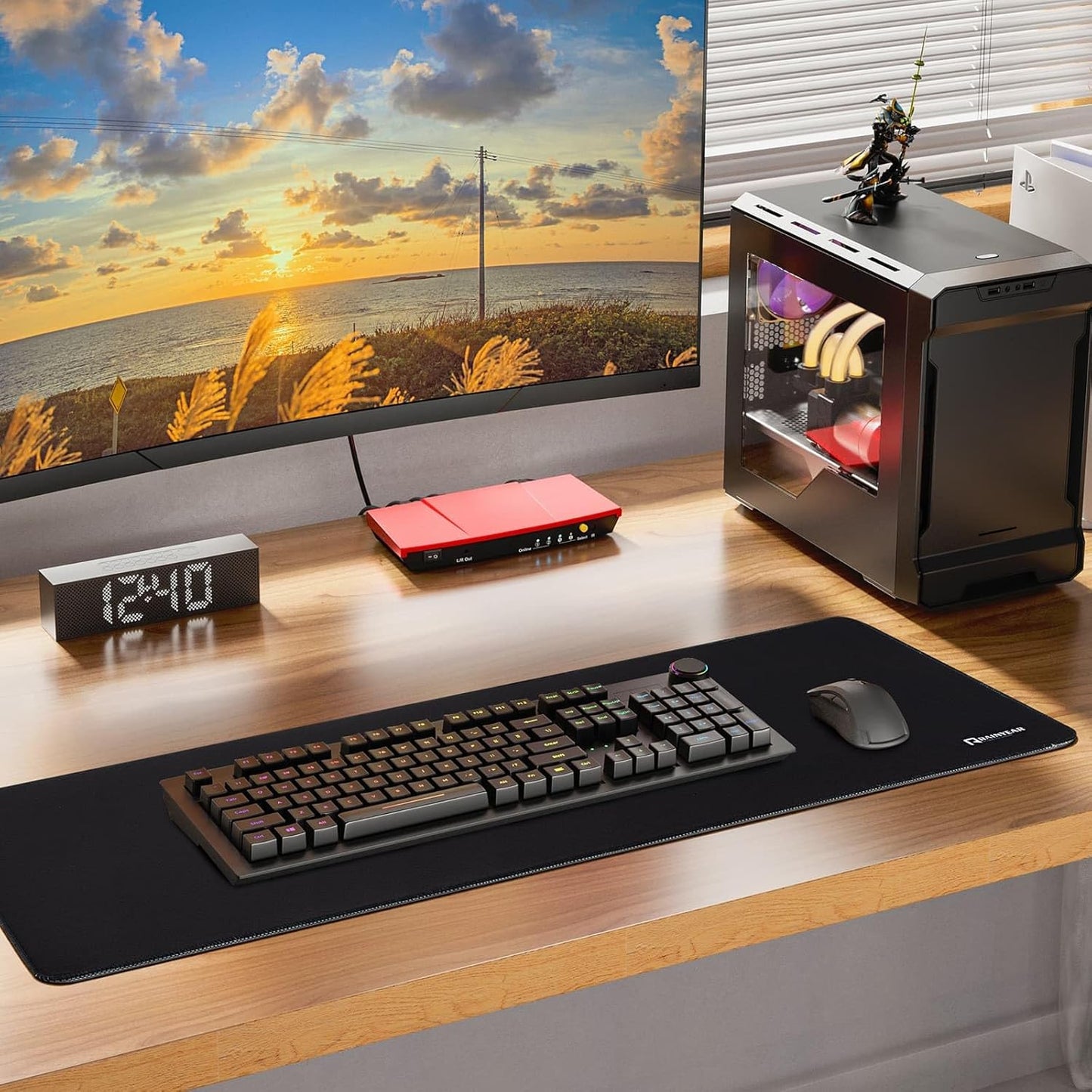 RAINYEAR Large Gaming Mouse Pad(31.5 x 11.8 Inch), Computer Mousepad with Anti-Slip Rubber Base, Smooth Large Keyboard Mouse Pad Mat for Gamer, Office, Home, Black