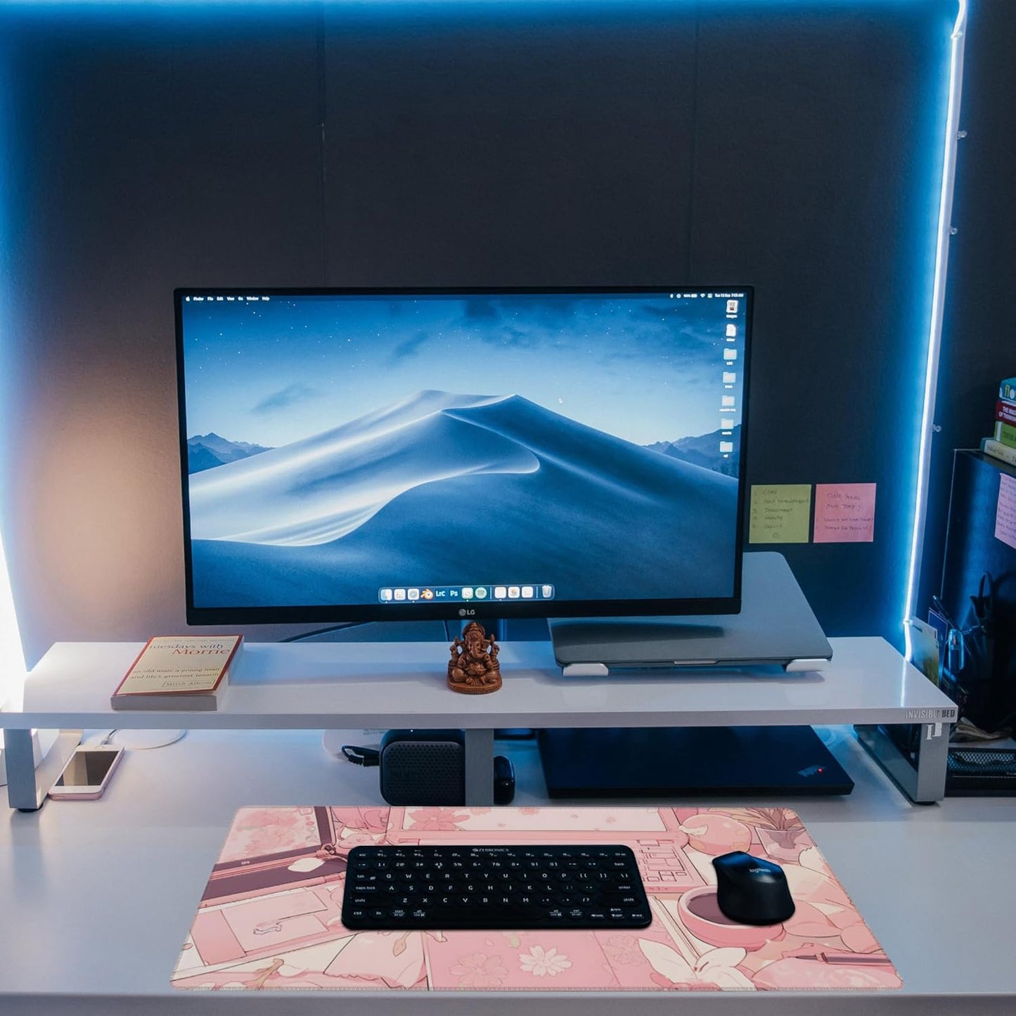 Large Gaming Mouse Pad for Desk,Pink Kawaii Anime Girl Desk Desk Mat,Kawaii Anime Desktop Desk Pad,Extended Big Computer Keyboard Mouse Pad with Non-Slip Base and Stitched Edge,31.5"x11.8"