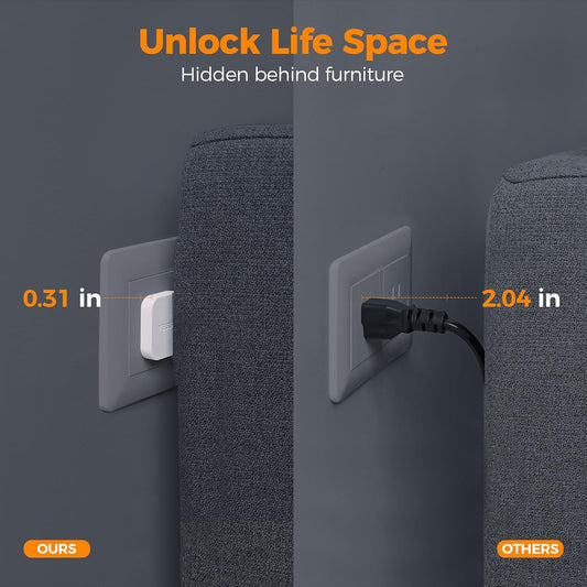 Surge Protector Power Strip, TESSAN Flat Plug Extension Cord 10 FT with 4 Wide Spaced AC Outlets, 900J Protection, Wall Mountable Charging Station for Home Office School Dorm Room Essentials