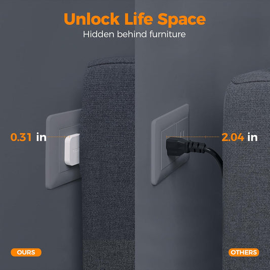 5FT Flat Extension Cord, TESSAN Surge Protector Power Strip with 4 Widely Spaced AC Outlets, 900 Joules Surge Protection, Ultra-Thin Flat Plug Desk Charging Station for Home Office Dorm Essentials