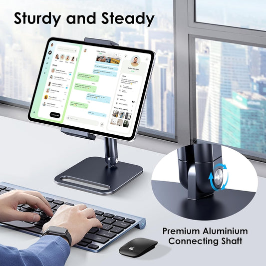 CreaDream Tablet Stand, Heavy Aluminum Tablet Holder for Desk with Adjustable 360° Swivel Bracket, Compatible with iPad Pro/Air/Mini, Galaxy Tab, Surface Pro, Kindle Fire 4.7''-13", Black