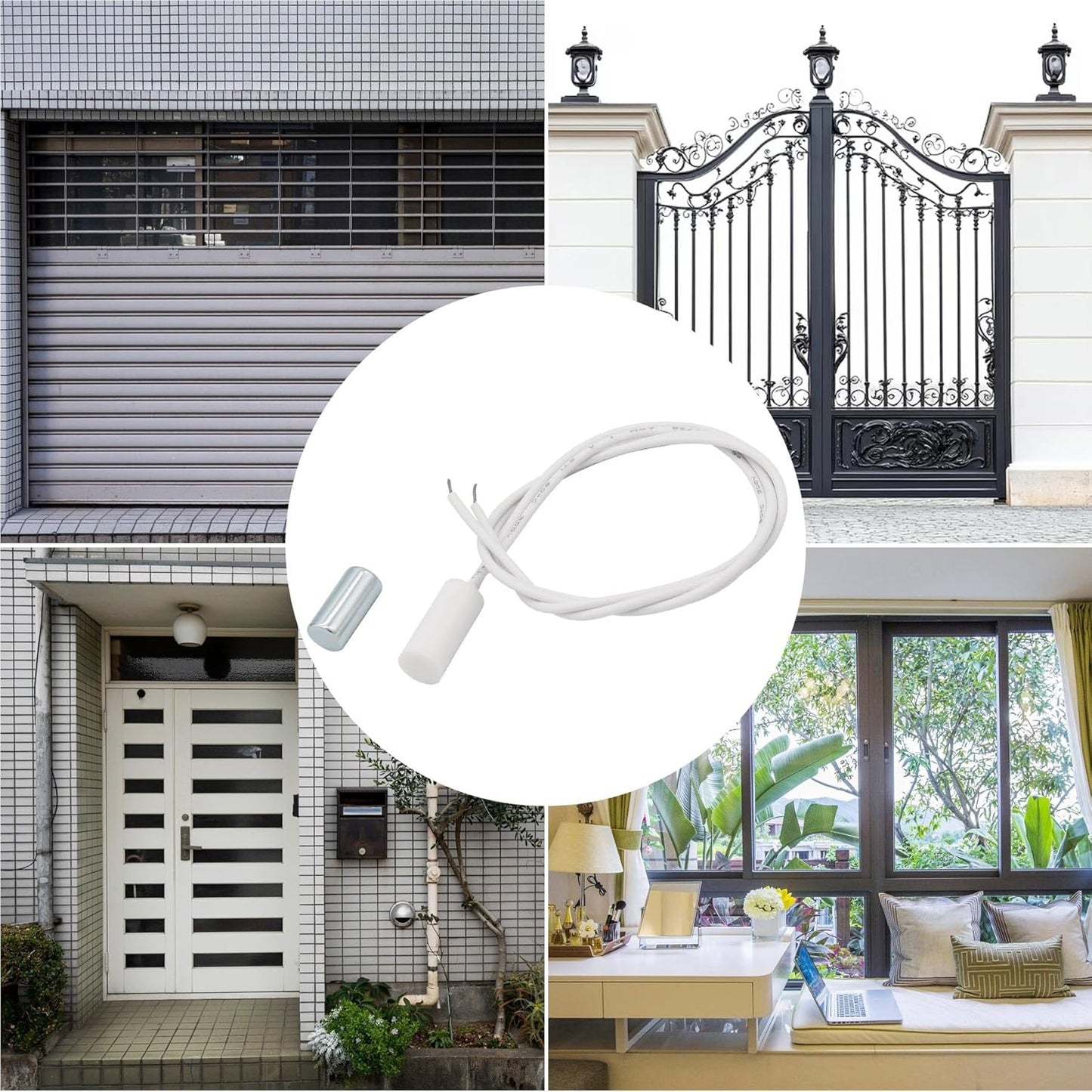 10PCS Recessed Wired Security Window Door Contact Sensor, Normally Closed NC, Door Alarm Magnetic Reed Switch with 2 Wire, ABS White, RC-34A