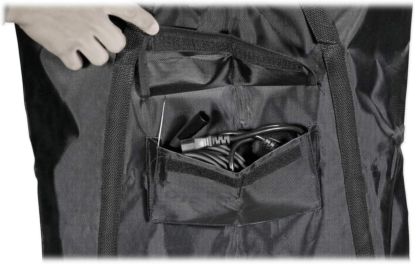 Rockville RTP82W 8 ft Adjustable Totem Light Stand, White & Black Scrims, Carry Bags, 35mm Speaker Adapter, Steel, Portable for DJs & Event Lighting