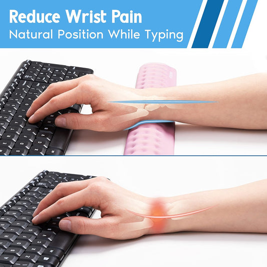 i-Rocks Memory Foam Keyboard Wrist Rest - Pain-Reducing Wrist Rest for Computer Keyboard - Non-Slip Rubber Base Wrist Rest - Cooling Keyboard Pad for Long Hours of Work, Studying, Gaming