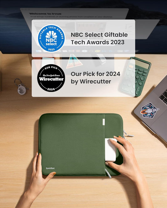 tomtoc 360° Protective Laptop Sleeve for 15-inch MacBook Air M4/A3241 2025, M3/A3114 2024, M2/A2941 2023, 15-inch MacBook Pro A1990 A1707, Dell XPS 15 Plus Laptop, Water-Resistant Computer Case Bag