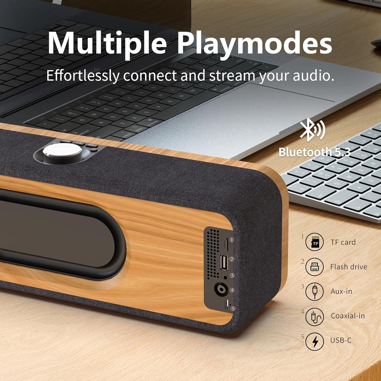 DOSS SoundBox H200 50W Home Bluetooth Speaker with Dual 3.5-Inch Woofers, Two 1-inch Tweeters, 35H Playtime, TWS, Sustainable Materials, BT 5.3, Wireless for Record Player/Computer/TV-Black