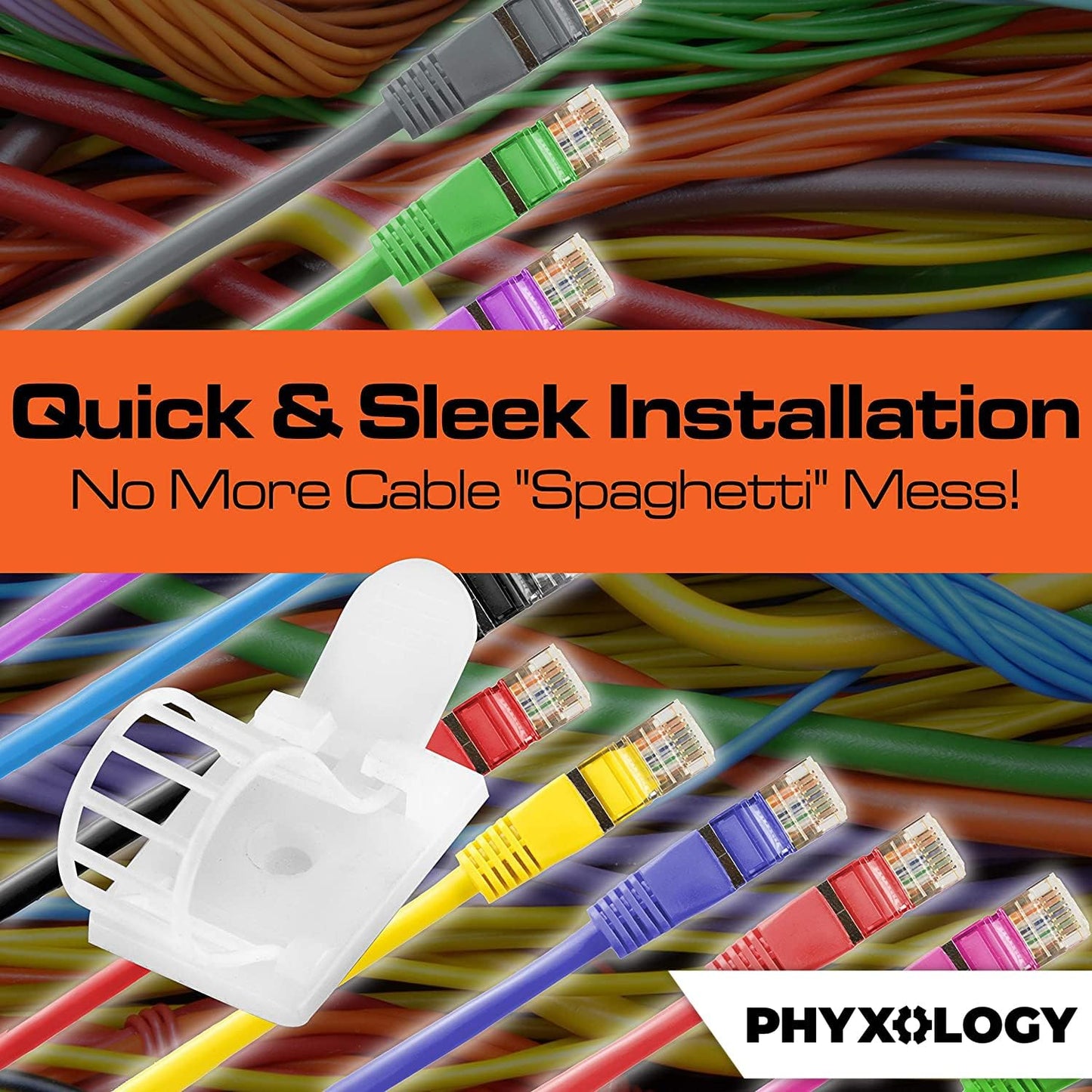 Pro-Grade, Adhesive-Backed Cable Straps 50 Pack. High-Strength, White Clamps for Electrical Wire Management and Organization. Tool-Free Installation for Home Or Office. Screw-Mount for Permanent Hold