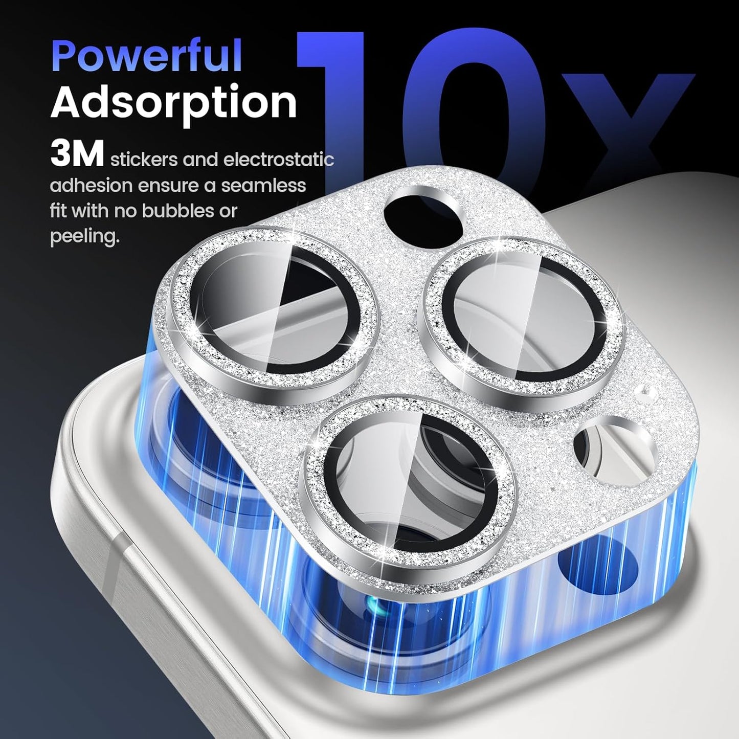 Tensea for iPhone 16 Pro/iPhone 16 Pro Max/iPhone 15 Pro/iPhone 15 Pro Max Camera Lens Protector, Metal Aluminum Alloy Tempered Glass Cover Camera Screen Protector Accessories, Case Friendly