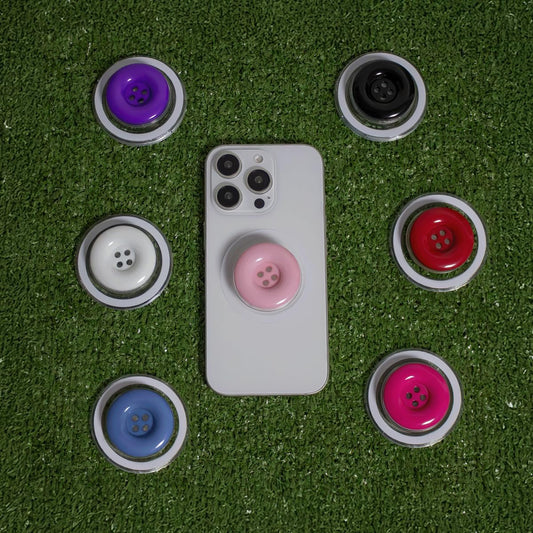 Solid Color Button Phone Grip – Minimalist Design, Durable and Lightweight, Grip and Stand for Smartphones (Red, Magnetic Type)