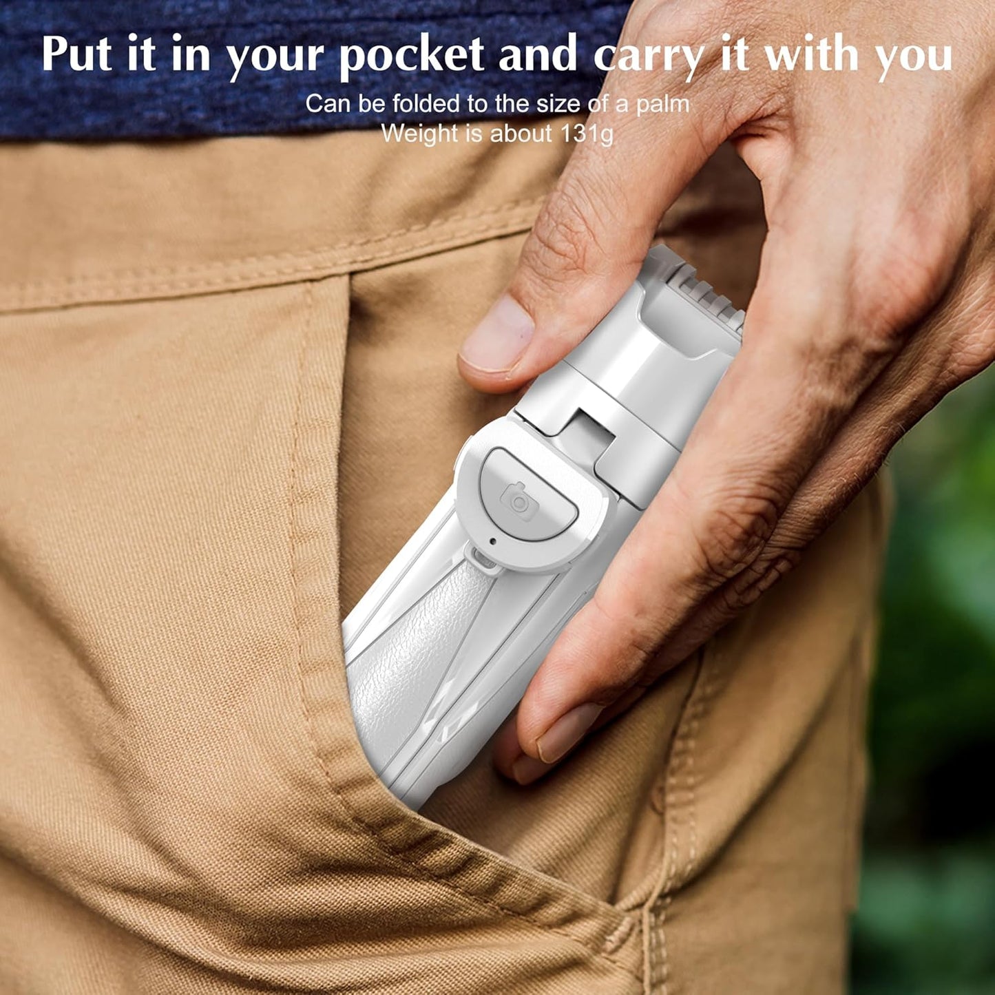 Mini Selfie Stick Tripod, Extendable Grip Phone Tripod with Detachable Remote Pocket Size, 4-in-1 Mini Phone Grip, 10m Wireless Shutter, Vlog Livestreaming Photography (White)