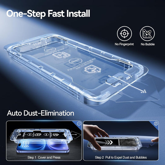 SMARTDEVIL 2 Pack Screen Protector for iPhone 16 (6.1 Inch) Tempered Glass, HD Clear Film, Easy Installation, Dust-Free & Bubble-Free