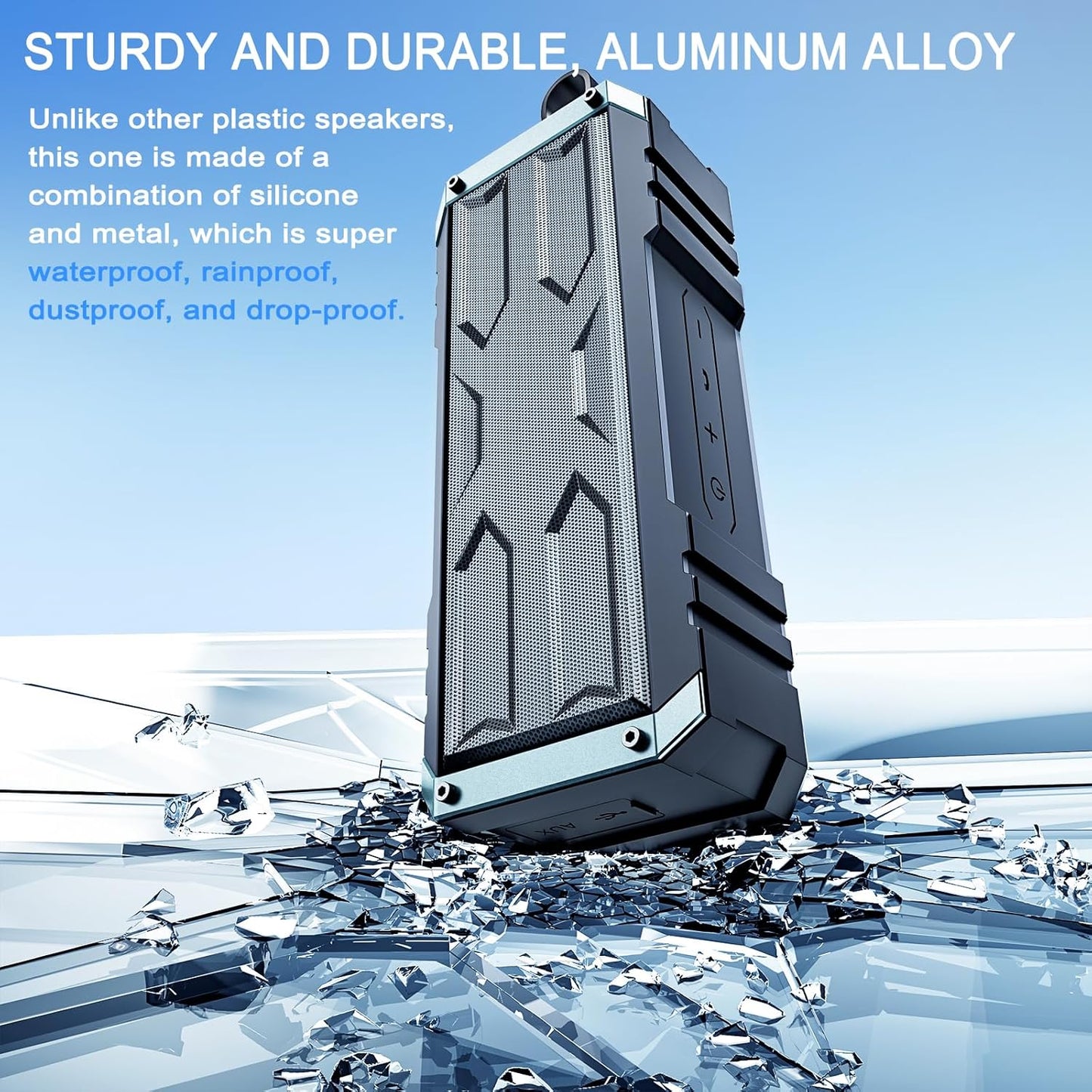 comiso Bluetooth Speaker, 5.3 Rugged Portable Speaker with 20W Stereo Sound, Speakers Bluetooth Wireless IPX7 Waterproof, 24H Playtime, Small Speakers with Deep Bass for Home, Outdoor, Beach, Travel