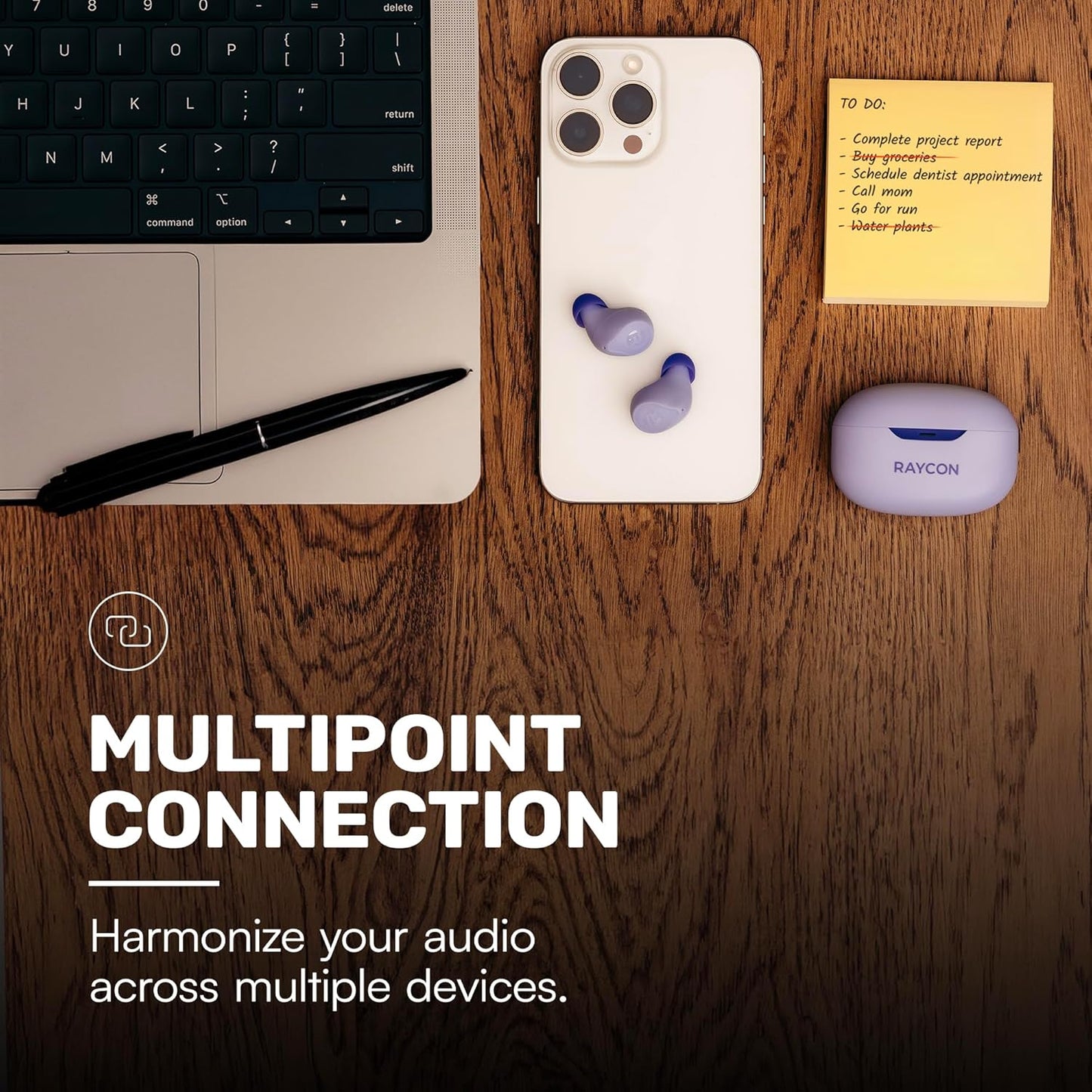 Raycon Everyday Earbuds Plus - Bluetooth True Wireless in-Ear Buds with 32 Hours Playtime, Multipoint Technology, Extreme Comfort, and Active Noise Cancellation (Blush Violet)