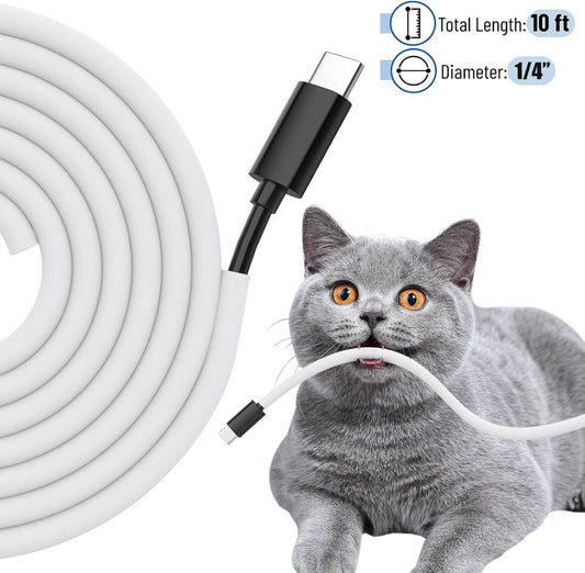 Cord Protectors from Pets No Chew, 1/4 inch 10ft Wire Protector Cord Covers for Pets, Flexible Cable Sleeve Cord Management for TV/Computer/Electric Wires/Phone Charging Cables, White